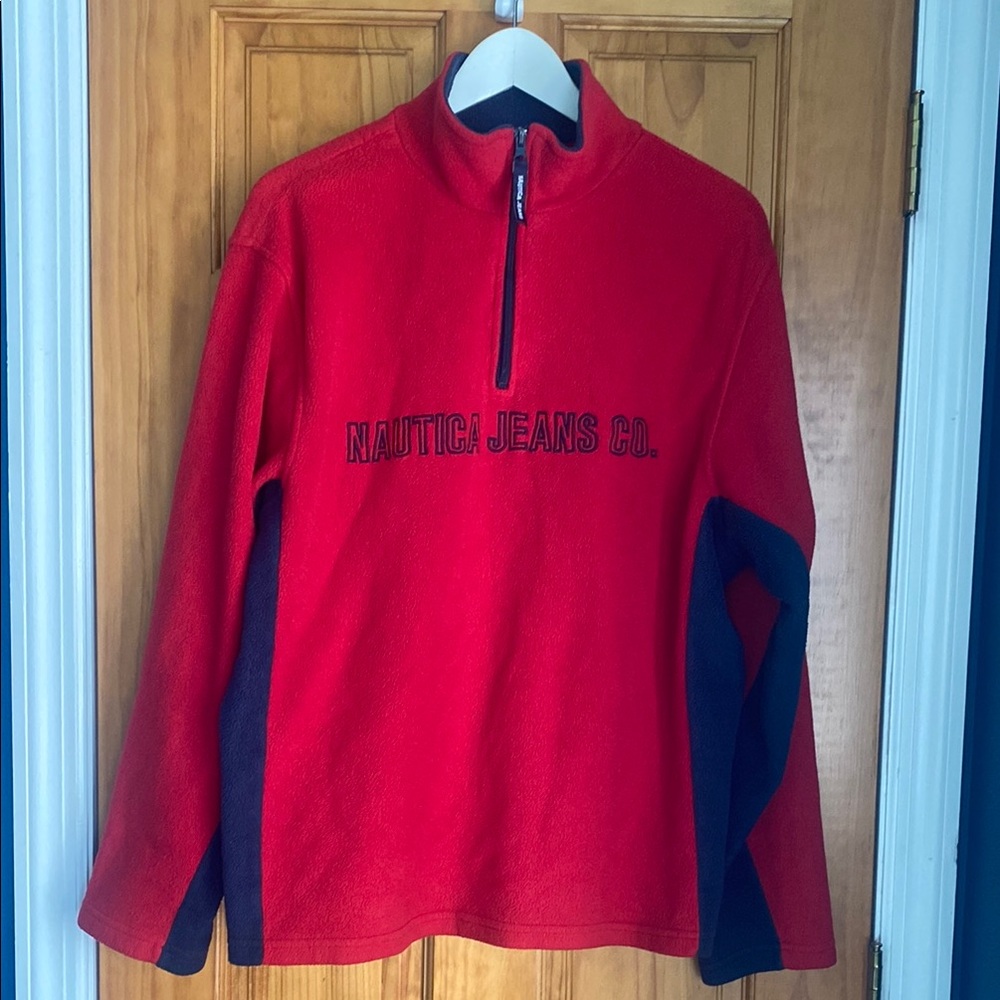 Vintage Nautica Jeans Co. Red and Navy Fleece